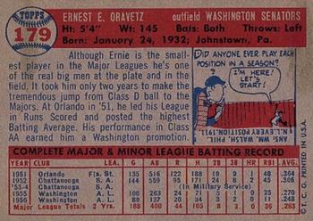 Ernie Oravetz  baseball card collectible - Main Image 2