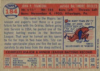 Tito Francona  baseball card collectible - Main Image 2