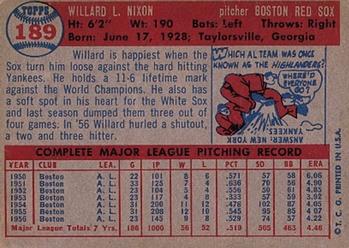 Willard Nixon  baseball card collectible - Main Image 2