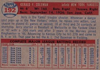 Jerry Coleman  baseball card collectible - Main Image 2