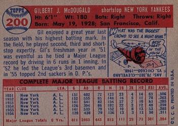 Gil McDougald  baseball card collectible - Main Image 2