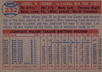 Whitey Lockman  baseball card collectible - Main Image 2