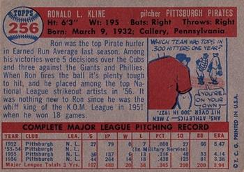 Ronnie Kline  baseball card collectible - Main Image 2