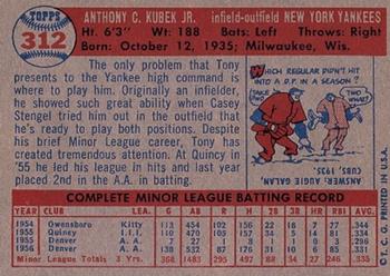 Tony Kubek  baseball card collectible - Main Image 2