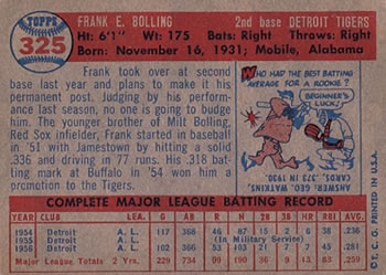 Frank Bolling  baseball card collectible - Main Image 2