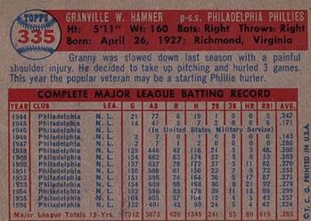 Granny Hamner  baseball card collectible - Main Image 2