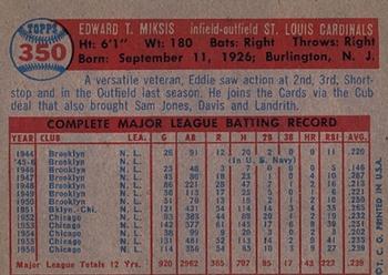 Eddie Miksis  baseball card collectible - Main Image 2