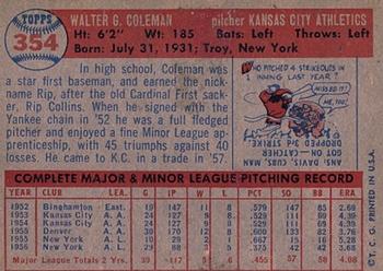 Rip Coleman  baseball card collectible - Main Image 2