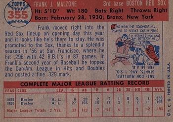 Frank Malzone  baseball card collectible - Main Image 2