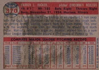 Warren Hacker  baseball card collectible - Main Image 2