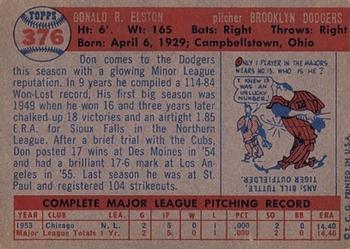 Don Elston  baseball card collectible - Main Image 2