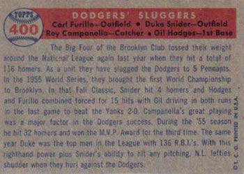 Dodgers’ Sluggers (Carl Furillo / Gil Hodges / Roy Campanella / Duke Snider)  baseball card collectible - Main Image 2