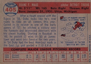 Duke Maas  baseball card collectible - Main Image 2