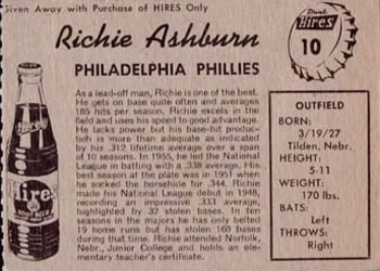 Richie Ashburn  baseball card collectible - Main Image 2