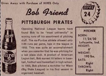 Bob Friend  baseball card collectible - Main Image 2