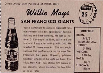 Willie Mays  baseball card collectible - Main Image 2