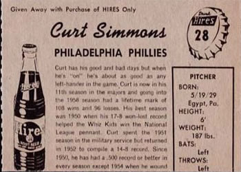 Curt Simmons  baseball card collectible - Main Image 2