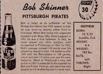 Bob Skinner  baseball card collectible - Main Image 2