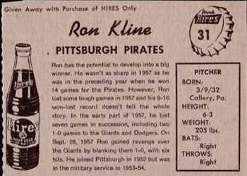Ron Kline  baseball card collectible - Main Image 2