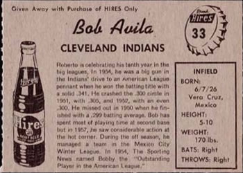 Bob Avila  baseball card collectible - Main Image 2