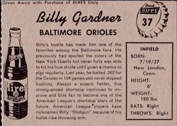 Billy Gardner  baseball card collectible - Main Image 2