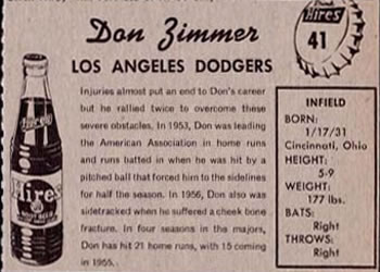 Don Zimmer  baseball card collectible - Main Image 2