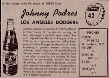 Johnny Podres  baseball card collectible - Main Image 2