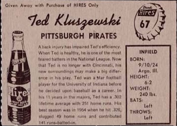 Ted Kluszewski  baseball card collectible - Main Image 2