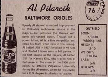 Al Pilarcik  baseball card collectible - Main Image 2