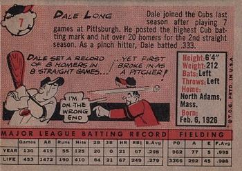 Dale Long  baseball card collectible - Main Image 2