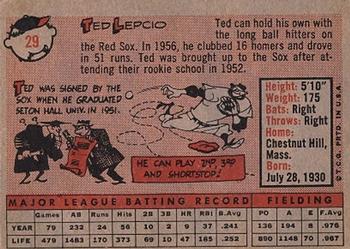 Ted Lepcio  baseball card collectible - Main Image 2