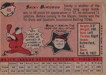 Smoky Burgess  baseball card collectible - Main Image 2