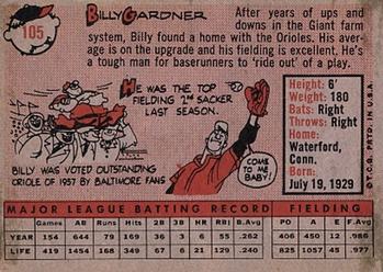 Billy Gardner  baseball card collectible - Main Image 2