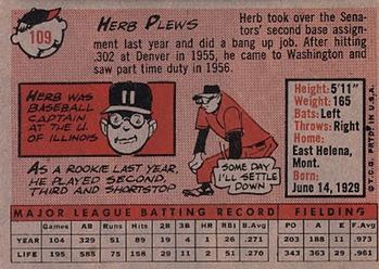 Herb Plews  baseball card collectible - Main Image 2