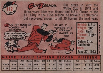 Gus Zernial  baseball card collectible - Main Image 2