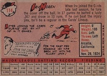 Irv Noren  baseball card collectible - Main Image 2