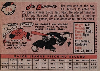 Jim Bunning  baseball card collectible - Main Image 2