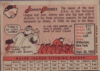 Johnny Podres  baseball card collectible - Main Image 2