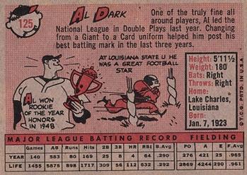Al Dark  baseball card collectible - Main Image 2