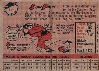 Stan Palys  baseball card collectible - Main Image 2