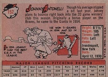 Johnny Antonelli  baseball card collectible - Main Image 2