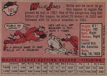 Willie Jones  baseball card collectible - Main Image 2