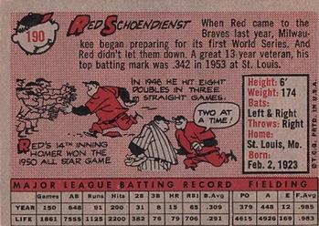 Red Schoendienst  baseball card collectible - Main Image 2