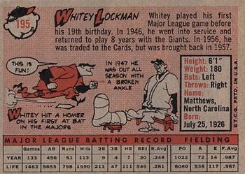 Whitey Lockman  baseball card collectible - Main Image 2