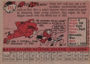Red Wilson  baseball card collectible - Main Image 2