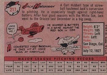 Jack Harshman  baseball card collectible - Main Image 2