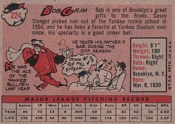 Bob Grim  baseball card collectible - Main Image 2