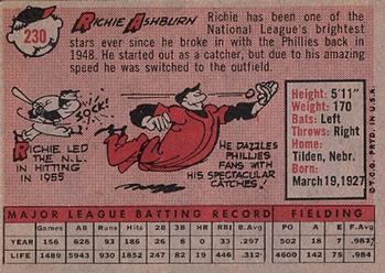 Richie Ashburn  baseball card collectible - Main Image 2