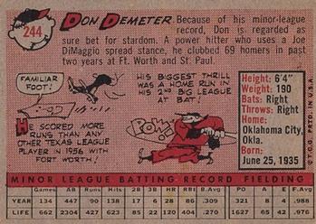 Don Demeter  baseball card collectible - Main Image 2