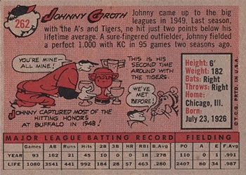 Johnny Groth  baseball card collectible - Main Image 2